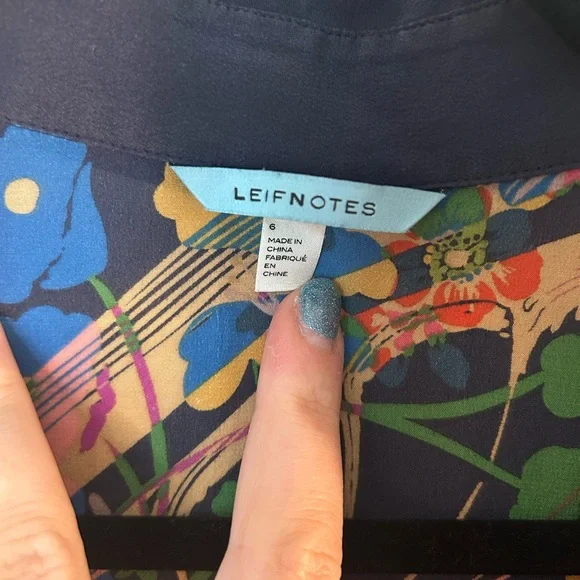 Anthropologie Leifnotes Silk Printed Blue Dress Size 6 - Picture 5 of 8